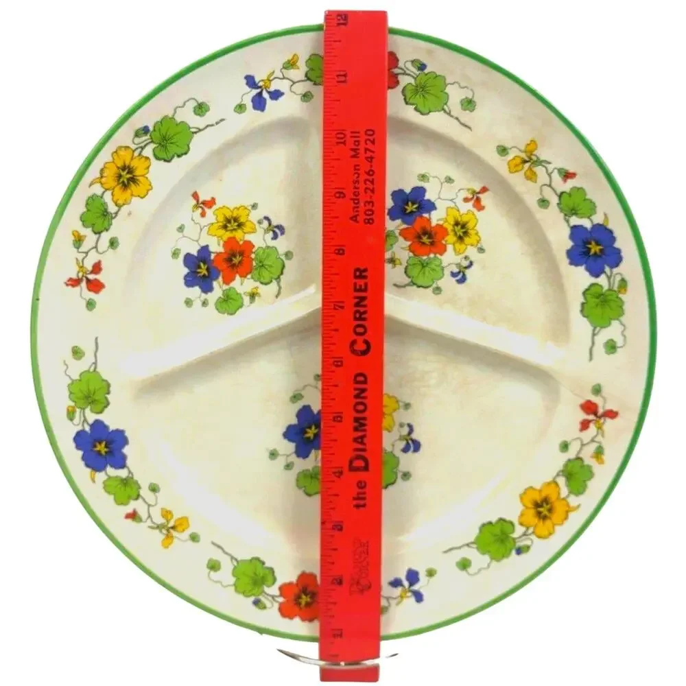 Antique CC Thompson Madison Divided Split Plate Or Grill Plate Floral 10” Wide
